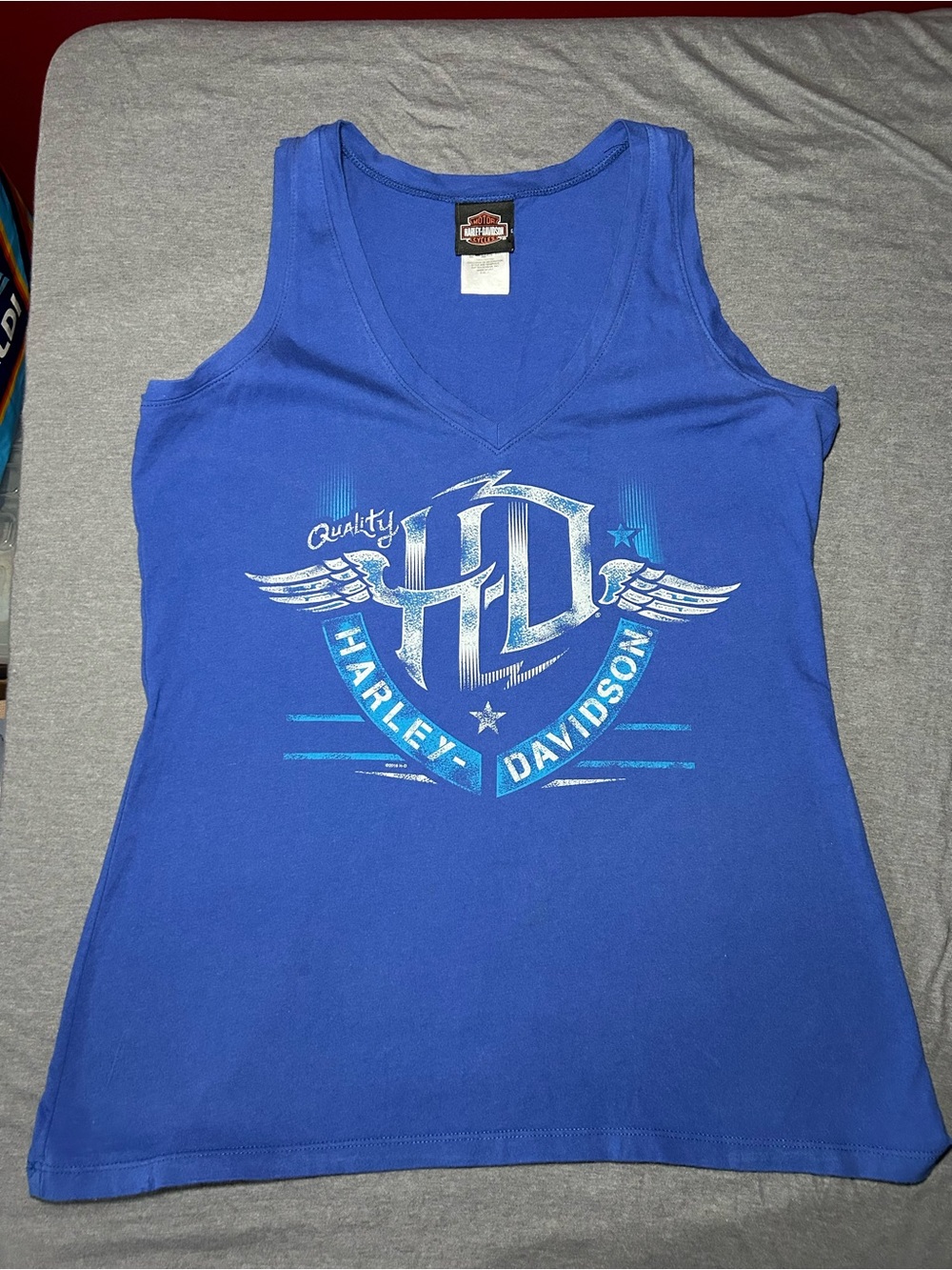 Harley-Davidson Royal Blue V-Neck Winged Logo Tank